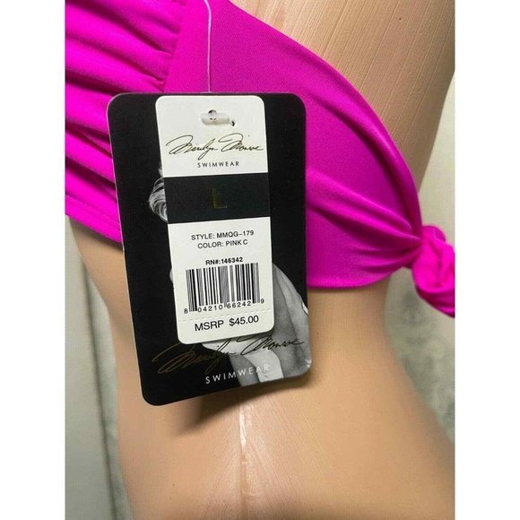 NWT Marilyn Monroe L Vintage Metallic Embroidered Swim Halter Bathing Top $45 - Picture 5 of 8